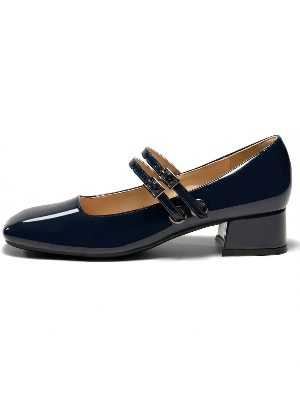 NWT GotSoft Navy Mary Jane Low Heels Double Strap Ballet Square Toe Pumps
